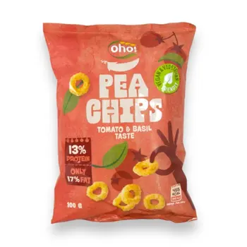 أوهو رقائق البازلاء بطعم الطماطم والريحان 100جرام