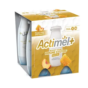 Actimel Royal Jelly And Peach Yogurt Drink 4 × 93Ml