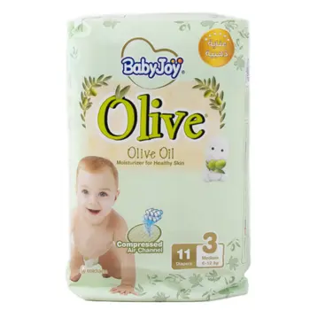 بيبي جوي حفاضات عناية ذهبية بزيت الزيتون المرطب مقاس 3 وسط 6-12 كيلو 11قطعة