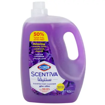 كلوروكس سنتيفا منظف و مطهر بدون مبيض برائحة اللافندر التوسكاني 50٪ زيادة مجانية 4.5لتر