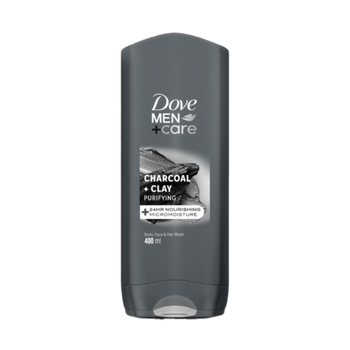 دوف للرجال عناية غسول 3 في 1 للجسم وللوجه والشعر لتنقية البشرة بالفحم والطين 400مل