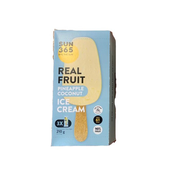 صن 365 آيس كريم فواكه طبيعية أناناس وجوز الهند 3×70جرام