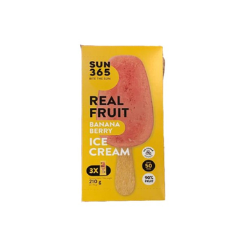 صن 365 آيس كريم فواكه طبيعية موز وتوت 3×70جرام