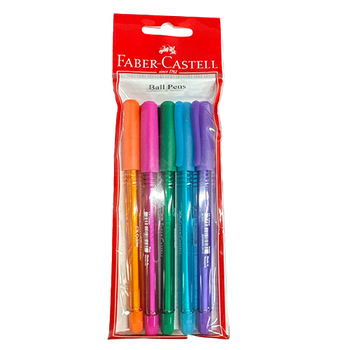 Faber Castell Fluo Ball Pen 5 Pieces