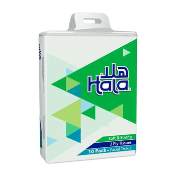Hala 2-Ply Soft & Strong Facial Tissue 10 Pack