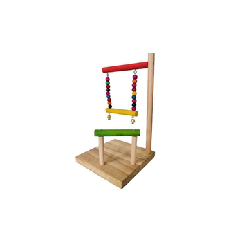 Multicolor Wooden Bird Stand with Swing
