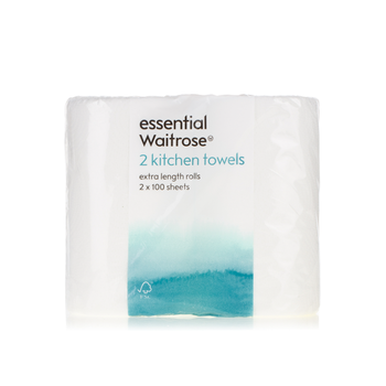 Waitrose Essential Extra-Length Kitchen Towels 2x100 Sheets