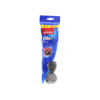 Vileda Glitzi Inox Scourer Black 4+1 Free Pack