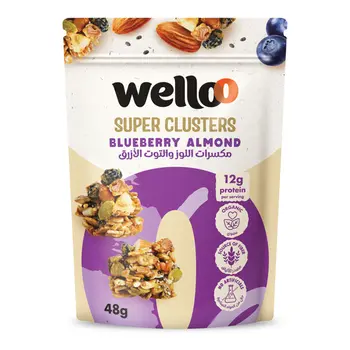 ويلو سوبر كلسترز مكسرات بنكهة التوت الأزرق واللوز 48جرام