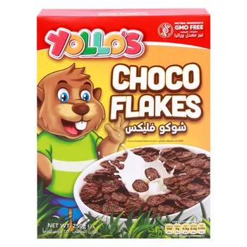 يولوز رقائق الشوكولاتة رقائق الذرة المغلفة بالكاكاو 250جرام