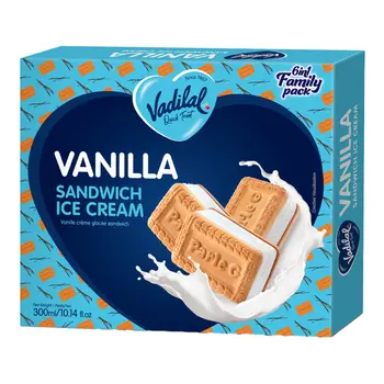 Vadilal Quick Treat Vanilla Sandwich Ice Cream 300ml
