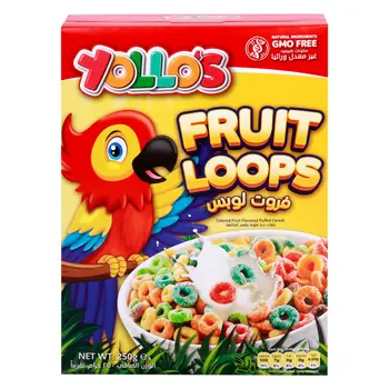 يولوز فروت لوبس حبوب المنفوخة بنكهة الفواكه الملونة 250جرام
