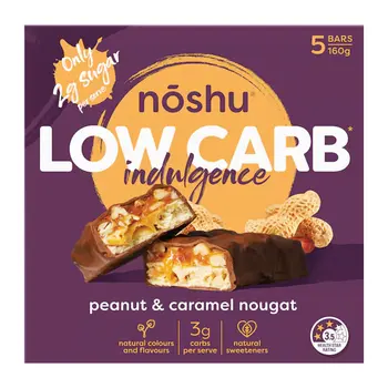 نوشو ألواح نوجا بالفول السوداني والكراميل منخفضة الكربوهيدرات 5×32جرام