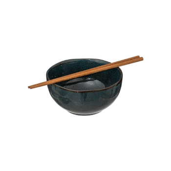 ساكو 194834زبدية عميقة من حجر الجاد مع عيدان خشبية قطعتين أخضر وبني 15 سم 1قطعة