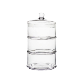 بارفيت Y115 -003 برطمان حلوى زجاجي أنيق ومتين من 3 مستويات بغطاء شفاف 33× 18سم 1قطعة