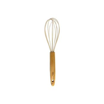 Silicone Wooden Hand Whisk Brown