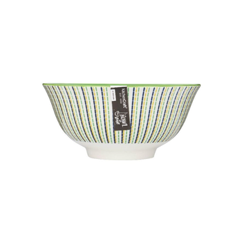 كيتشن كرافت KCBOWL16 وعاء سيراميك آمن للطعام بتصميم مغربي لايم هيوز أبيض وأخضر 15.7سم 1قطعة