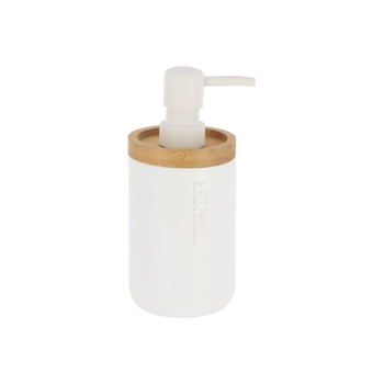 تندنس موزع صابون سائل من البولي ريزين والخيزران باللونين الابيض والبني، سعة 280 مل، 62101210 1قطعة