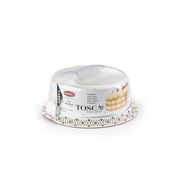 ستيفانبلاست حاملة كيك بلاستيكية انيقة خالية من مادة البيسفينول، باللونين الأبيض والبيج 16 x 36 x 37سم 55850 1قطعة