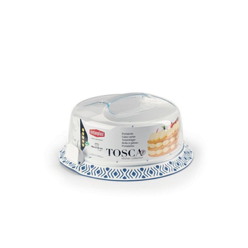 ستيفانبلاست حاملة كيك بلاستيكية انيقة خالية من مادة البيسفينول، باللونين الأبيض وأزرق 16 x 36 x 37سم 55851 1قطعة