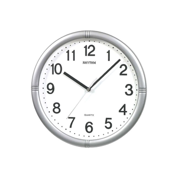 ريذم ساعة حائط بلاستيكية دائرية ثلاثية الأبعاد تناظرية أساسية فضي وأبيض 28 × 28 × 4.3 سم CMG434BR19 1قطعة