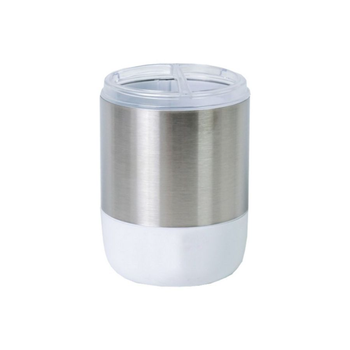 بريمانوفا  ليما حامل فرشاة الأسنان الدائري والمتين بتصميم عصري باللونين الأبيض والفضي، بأبعاد 13 × 9 × 9 سم 1قطعة