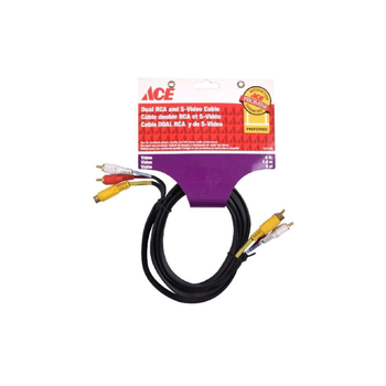 إيس  3381290 كابل صوت أر سي إيه وفديو إس مقاوم للتآكل بتمييز لوني أسود 6 قدم 1قطعة