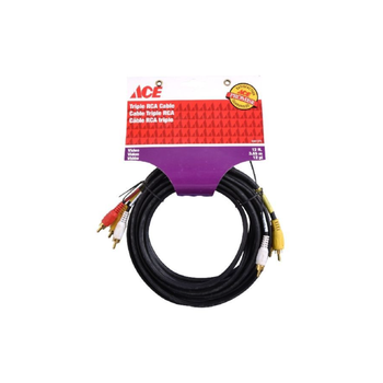 إيس  3381373 كابل فديو ثلاثي أر سي إيه عالي الجودة منظم لونياً أسود 12 قدم 1قطعة