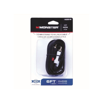 مونستر جيه إتش آي يو 140290-00 كابل ستيريو إلى أر\إل أر سي إيه 3.5 ملم أسود 1.82 متر