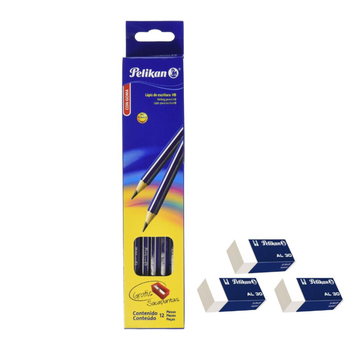Pelikan HB Writing Pencils with Erasers 12 Pieces