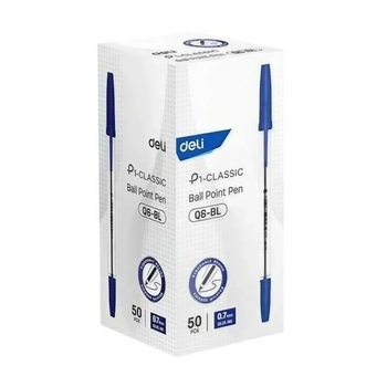Deli P1-CLASSIC Blue Ball Point Pens 50 Pieces