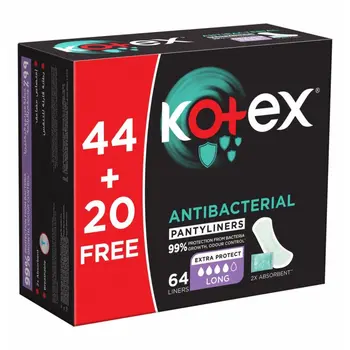 Kotex Antibacterial Panty Liners Long 64 Pieces