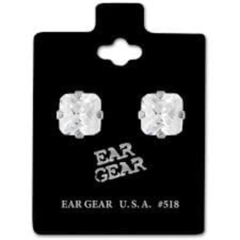 Eargear Silver 518 Cubic Zirconia 8*8mm 1Piece