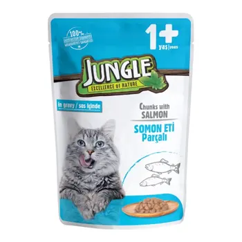 جنغل طعام رطب للقطط بالسلمون في الصوص 100جرام
