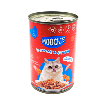 موتشي طعام رطب للقطط لدعم المناعة باللحم المفروم والسلمون في الصوص 400جرام