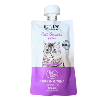 لوي وجبة خفيفة للقطط معجون بالدجاج والتونة للقطط الصغيرة والبالغة 100جرام