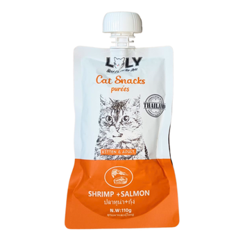 لولي وجبة خفيفة للقطط معجون بالجمبري والسلمون للقطط الصغيرة والبالغة 110جرام