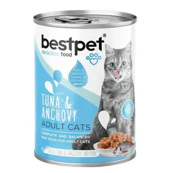 بست بيت طعام رطب معلب للقطط بالتونة والأنشوجة في الصوص 400جرام