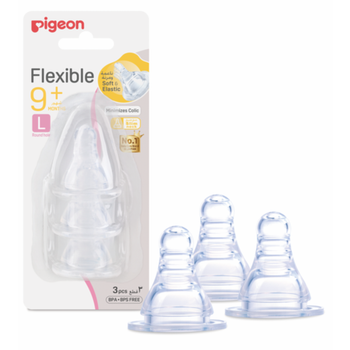 Pigeon Silicone Peristaltic Nipple 3 Pieces 7+ Months