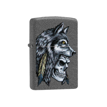 Zippo Wolf Skull Feather Design Rectangular Windproof Lighter Iron Stone 5.72 x 1.27 x 3.81 cm 1517210227 *(96252) 0.077Kg