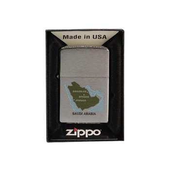 Zippo Saudi Map Design Chrome Plated Rectangular Windproof Pocket Lighter Silver 5.72 x 1.27 x 3.81 cm 1517210473 *(96283) 0.077Kg