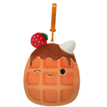 SQK Little Plush 3.5" Clip-On Squishmallows Weaver Waffle W/Strawberry and Whipped Cream 1Piece
