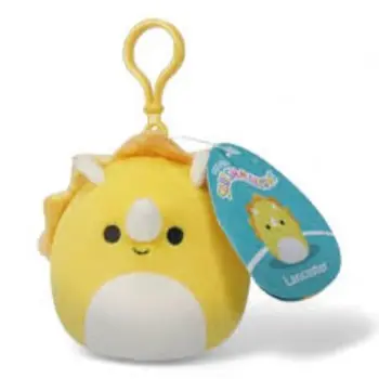 SQK Little Plush 3.5" Clip-On Squishmallows Lancaster Yellow Triceratops 1Piece