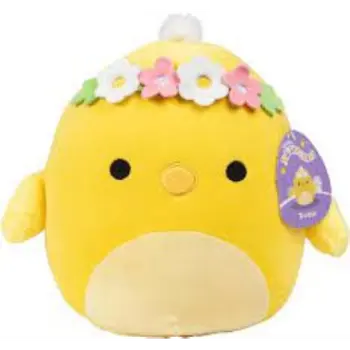 SQK Little Plush 7.5" Squishmallows Triston Yellow Chick W/Eyes Open and Flower Crown 1Piece