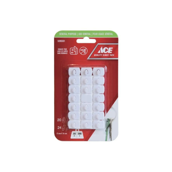 ACE White Adhesive Hook Set 20 Pieces