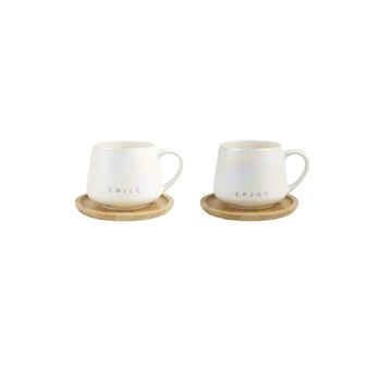 Saco White-Brown Mug and Saucer Set 340ml