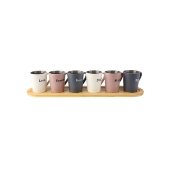 Elegant Espresso Cup Set with Wooden Tray