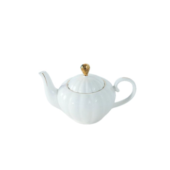 White and Gold English Tea Pot 7.6x11.3x19.8cm