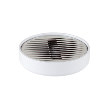 بريمانوفا  لينكوس صحن صابون دائري بتصميم لامع باللون الأبيض والكروم، بأبعاد 3 × 13 × 13 سم 1قطعة