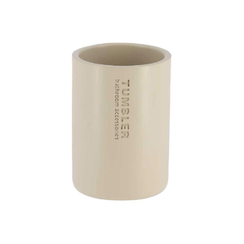 Beige Round Polyresin Bathroom Tumbler 10.7x7.5x7.5cm